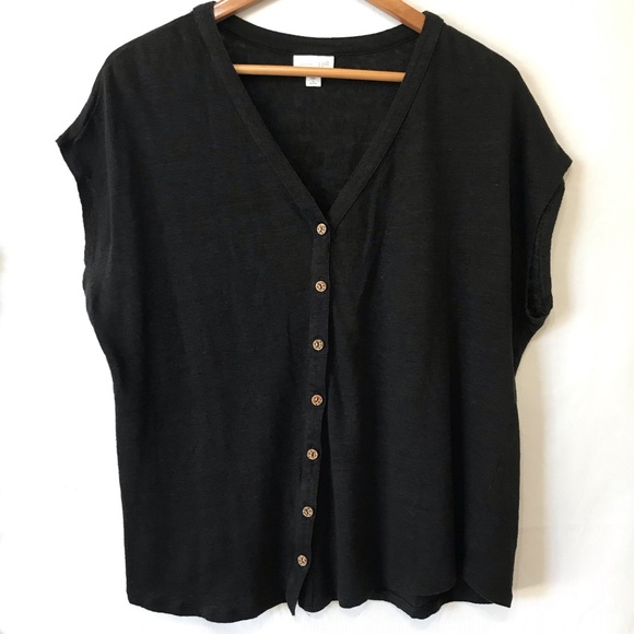 J. Jill Tops - J. Jill Love Linen Black Button Down Top